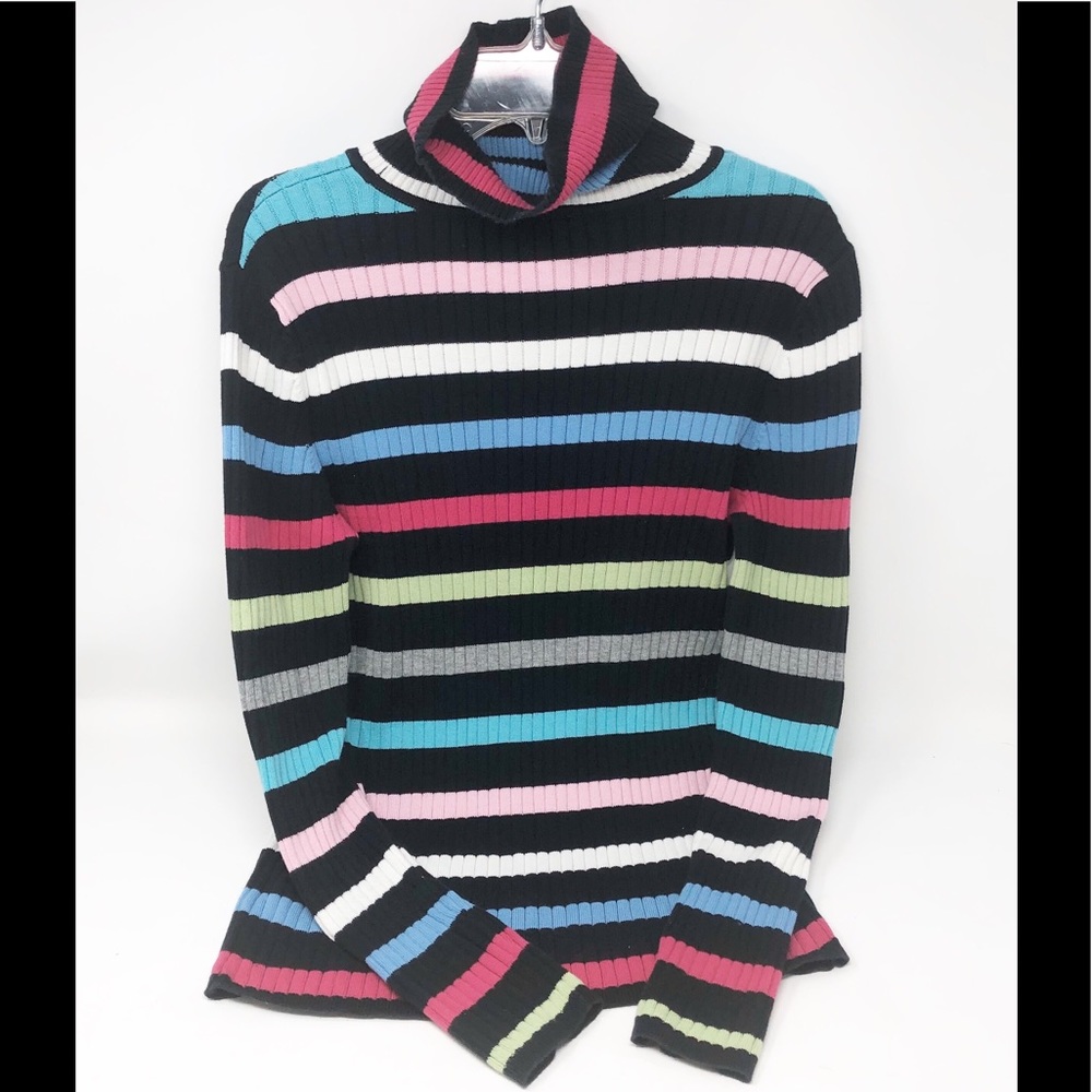 NEW TALBOTS Lucia Striped Long Sleeved Turtleneck - Picture 3 of 6